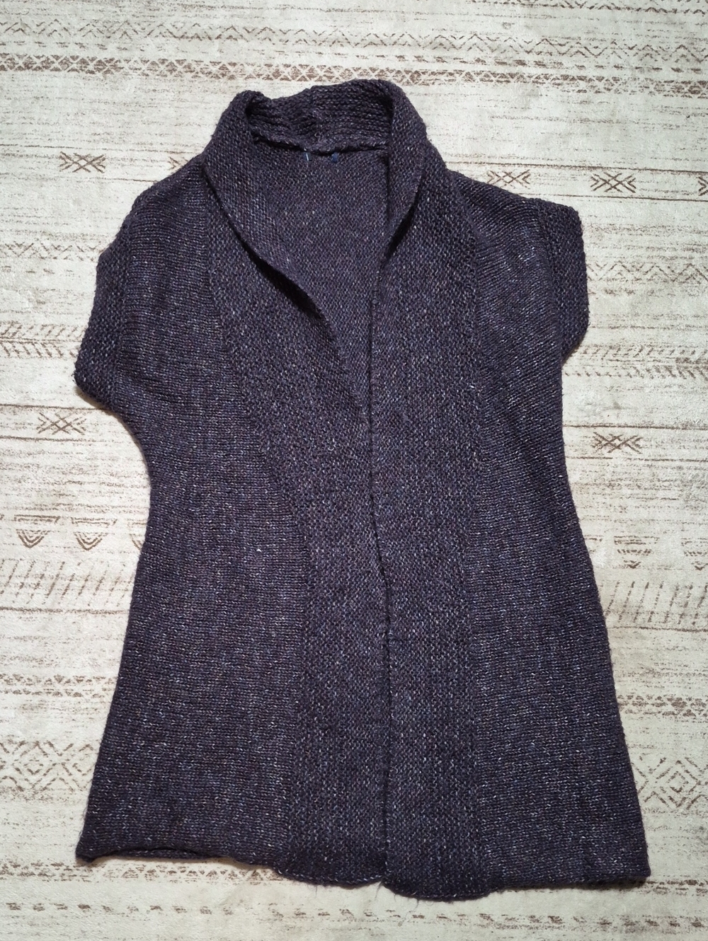 Source Unknown Short-Sleeve Open Cardigan Sweater - Dark Purple